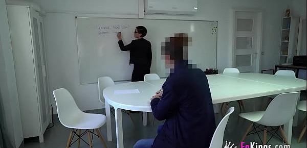  HOT FOR TEACHER Busty Spanish mommy bangs her own student!